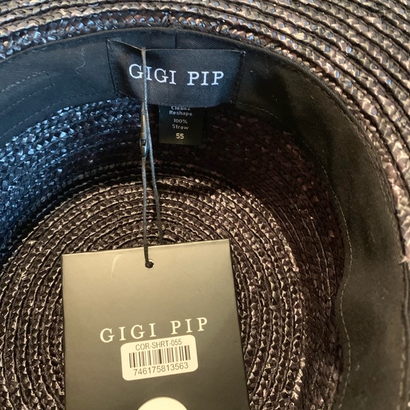 GIGI PIP Black Hat with Tan Details- NWOT main image 4